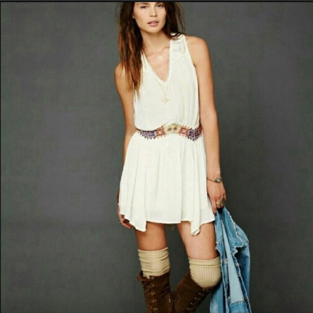 FP embroidered mini dress XS boho